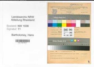 Entnazifizierung Hans Bartholomey , geb. 18.07.1897 (Angestellter)