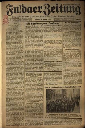 Erste Ausgabe vom Freitag, den 01. Januar 1932.