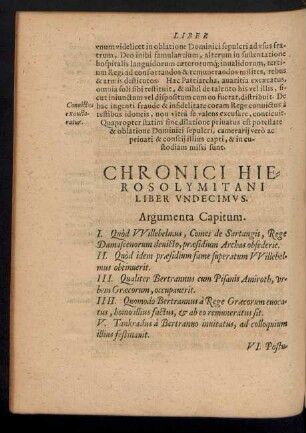 Chronici Hierosolymitani Liber Undecimus.