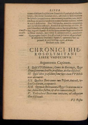 Chronici Hierosolymitani Liber Undecimus.