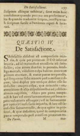 Quaestio IV. De Satisfactione.