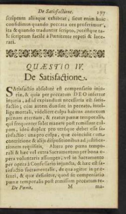 Quaestio IV. De Satisfactione.