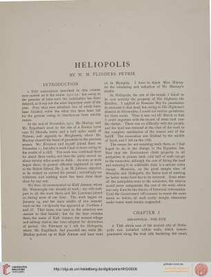 Chapter I: Heliopolis - The Site