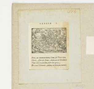 Erschaffung des Menschen, aus: Claude Paradin "Quadrins historiques de la Bible", Lyon 1558