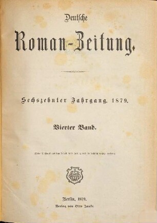 Deutsche Roman-Zeitung. 1879,4 = Jg. 16