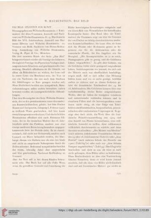 [Rezension von: Wilhelm Hausenstein (Hrsg.), Das Bild. Atlanten zur Kunst]