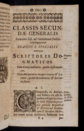 69-104, Classis Secundae Generalis