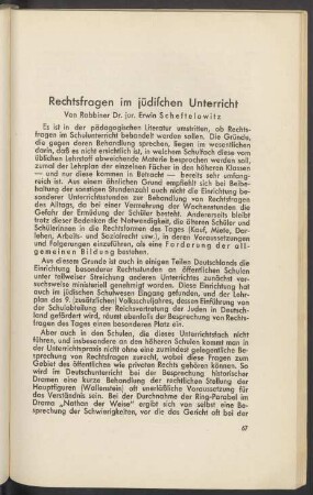 Rechtsfragen im jüdischen Unterricht