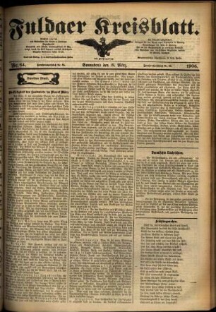 Zweite Ausgabe vom Samstag, den 18. März 1905.