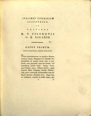Specimen literarium inaugurale de oratione Ciceronis pro Ligario