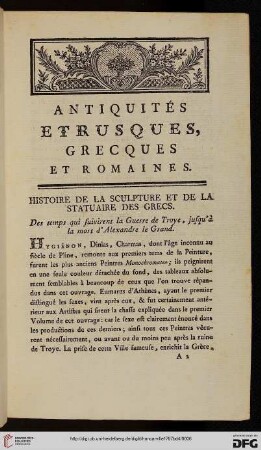 Des temps qui suiverent la guerre de Troye, jusquà la mort d'Alexandre le Grand