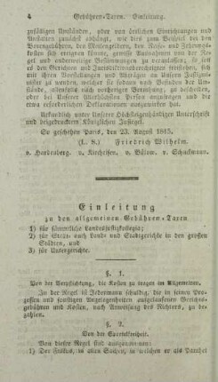 Einleitung zu den allgemeinen Gebühren-Taxen ...