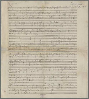 Sinfonie zu drei Themen, orch, TrV 253, Es-Dur, Sketches - BSB Mus.ms. 9050 : [caption title in black ink:] Sinfonie zu 3 Themen [in blue ink:] D Richard Strauss, // etwa 1925.