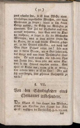§. VII. Von den Schuldigkeiten eines Ehemannes insbesondere.
