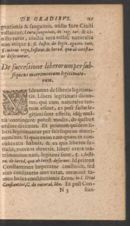 De successione liberorum per subsequens matrimonium legitimatorum.