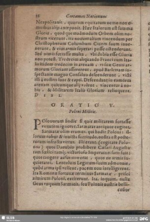 Oratio V. Poloni Militis