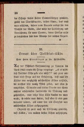 III. Etwas über Vollblut-Kühe
