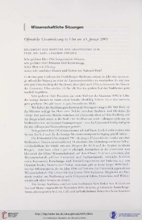 Öffentliche Gesamtsitzung in Ulm am 15. Januar 2005