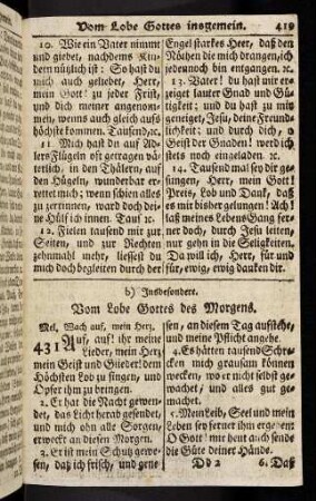 419-442, Vom Lobe Gottes des Morgens