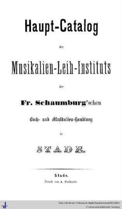 Haupt-Catalog des Musikalien-Leih-Instituts