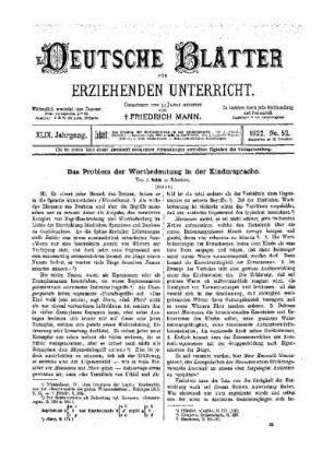 Das Problem der Wortbedeutung in der Kindersprache : (Schluß)
