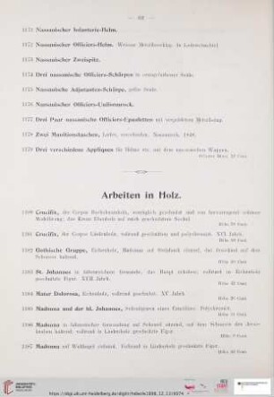 Arbeiten in Holz (Nr. 1180 - 1208)