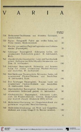 Varia (Nr. 738-779)