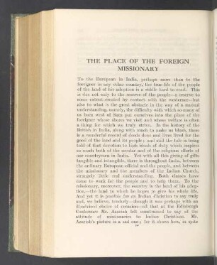The place of the foreign missionary