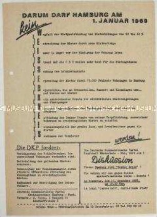 Hektografiertes Propagandaflugblatt der DKP Hamburg zum Mieterschutz