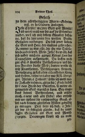 Gebeth zu dem allerheiligsten Altars-Geheimniß, in besondern Anliegen