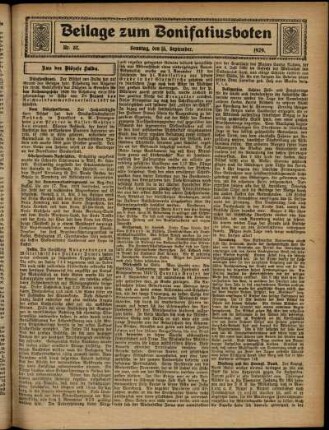 Zweite Ausgabe vom Sonntag, den 15. September 1929.