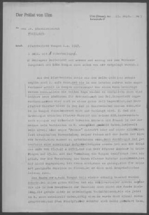 Wangen/Allgäu mit Kißlegg und Diaspora: Pfarrbericht 1947