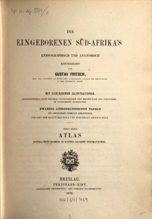 Die Eingeborenen Süd-Afrika's, 1. Text