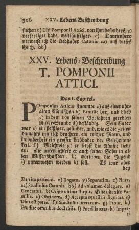 XXV. Lebens-Beschreibung T. Pomponii Attici
