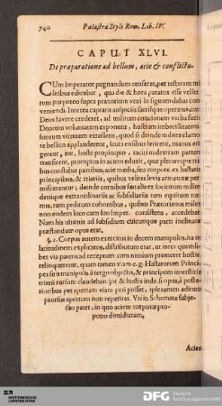 Caput XLVI. De præparatione ad bellum, acie & conflictu