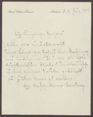 Schreiben von Emilie Göler an die Großherzogin Luise; Geburtstagswünsche für den Großherzog Friedrich II.