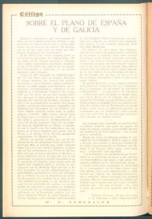 Sobre el plano de España y de Galicia