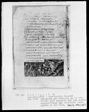 Der Stuttgarter Bibelpsalter — David wird von Bienen bedroht, Folio 131verso