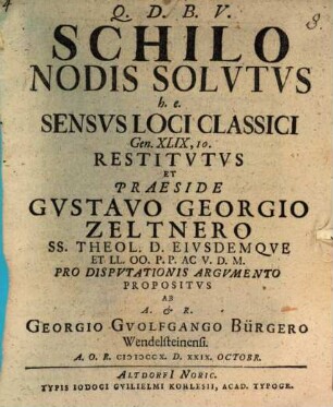 Schilo Nodis Solvtvs h. e. Sensvs Loci Classici Gen. XLIX, 10. Restitvtvs