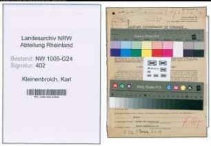 Entnazifizierung Karl Kleinenbroich , geb. 31.12.1907 (Bauassessor)