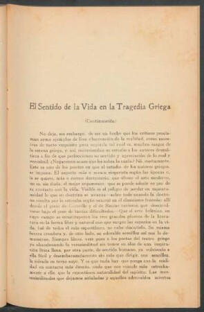 El sentido de la vida en la tregedia griega - (Contnuación)