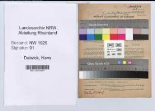 Entnazifizierung Hans Deiwick , geb. 26.04.1901 (Technischer Angestellter)