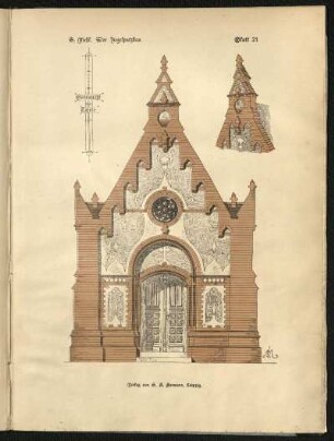 Giebelansicht einer Kapelle.