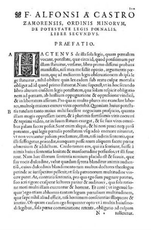 F. Alfonsi A Castro Zamorensis, Ordinis Minorvm, De Potestate Legis Pœnalis, Liber Secvndvs.