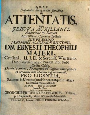 Disp. inaug. iur. de attentatis
