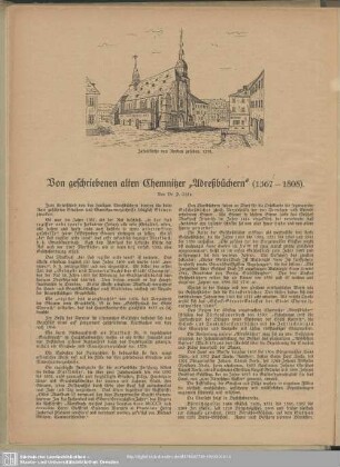 Von geschriebenen alten Chemnitzer „Adreßbüchern“ (1367-1808)