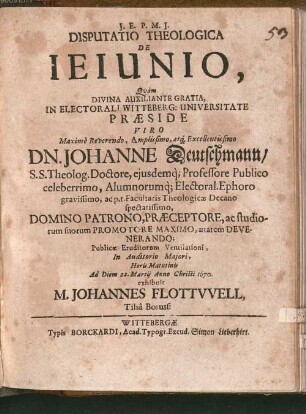 Disp. theol. de ieiunio