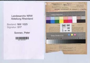 Entnazifizierung Peter Sonnen , geb. 13.01.1905 (Muehlenarbeiter)