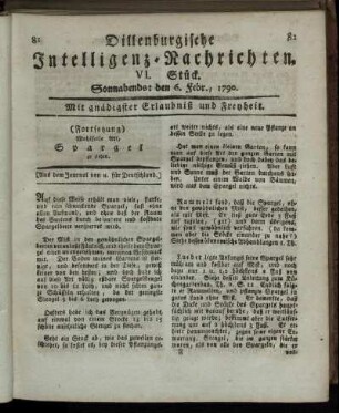 VI. Stück. Sonnabends: den 6. Febr., 1790.