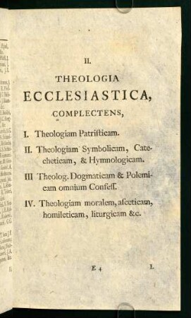 II. Theologia Ecclesiastica, Complectens.